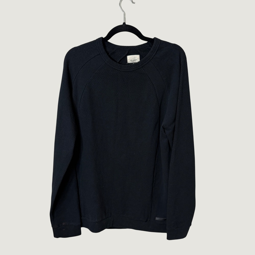 Civil Society Sweatshirt XL Black Waffle Knit Raglan Streetwear Thermal Pullover